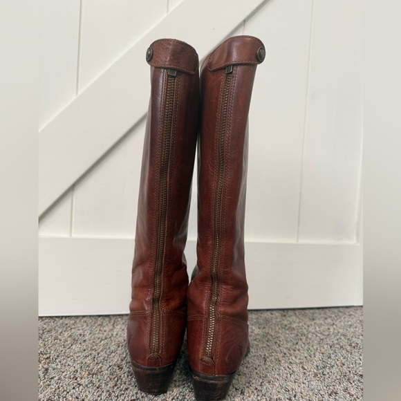 Frye Button Brown Leather Zip Riding 6M 3475894 - Picture 4 of 17